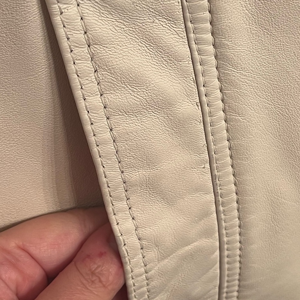 Danier Leather Cream Coat with Fur Trim - Picture 12 of 14